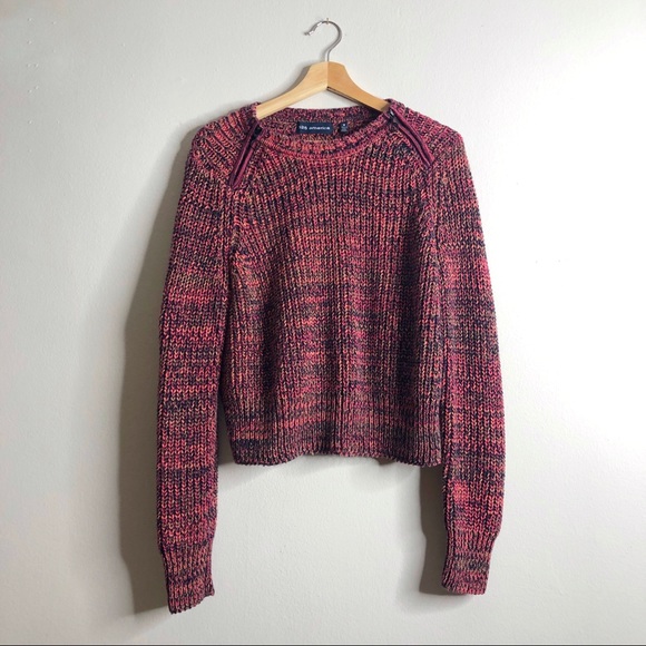 525 America Sweaters - 525 AMERICA Cropped Tweed Crew Neck Sweater Medium